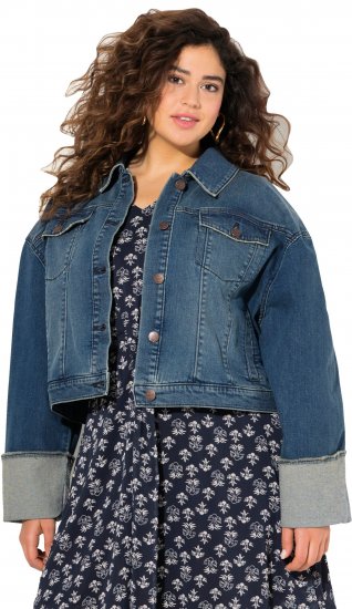 Ulla Popken Wide Cuff Denim Jacket Blue Denim - Giacche - 