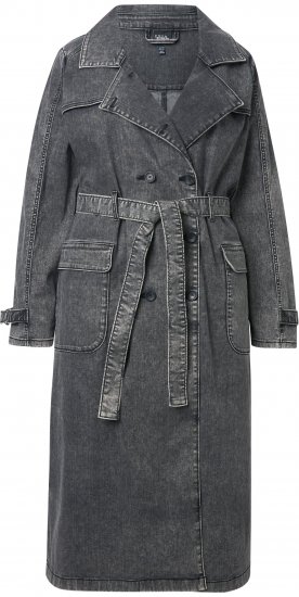 Ulla Popken Denim Acid Wash Trench Coat Grey Denim - Giacche - 