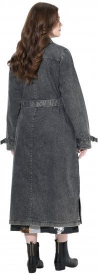 Ulla Popken Denim Acid Wash Trench Coat Grey Denim - Giacche - 
