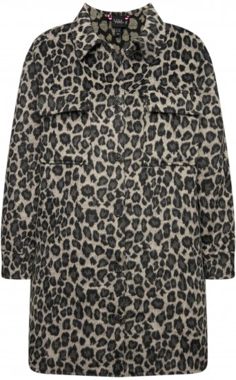 Ulla Popken Leopard Print Shirt Jacket Black - Giacche - 