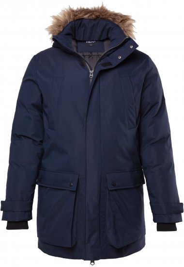 Men Plus Parka With Fur Hood Navy - Giubbotti - Giubbotti Uomo Taglie Forti