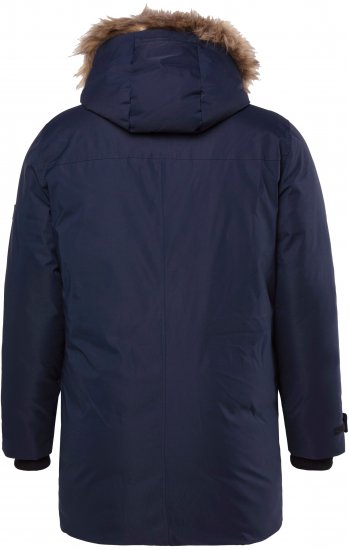 Men Plus Parka With Fur Hood Navy - Giubbotti - Giubbotti Uomo Taglie Forti