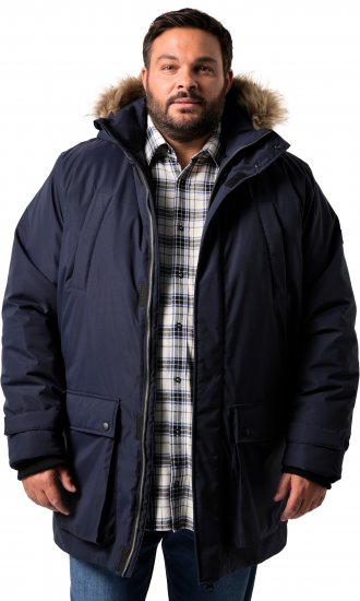 Men Plus Parka With Fur Hood Navy - Giubbotti - Giubbotti Uomo Taglie Forti