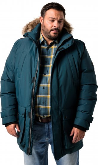 Men Plus Parka With Fur Hood Dark Green - Giubbotti - Giubbotti Uomo Taglie Forti