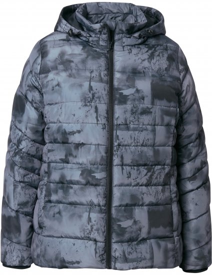 Ulla Popken HYPRAR Quilted Abstract Print Jacket Black - Giacche - 