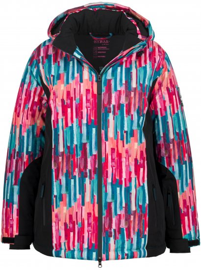 Ulla Popken HYPRAR Graphic Stripe Fully Lined Ski Jacket Teal - Giacche - 
