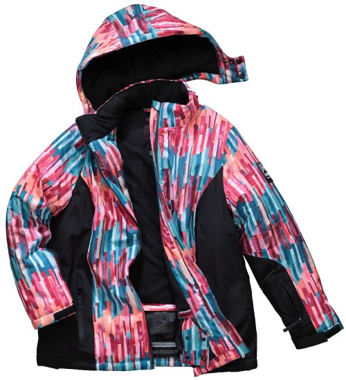 Ulla Popken HYPRAR Graphic Stripe Fully Lined Ski Jacket Teal - Giacche - 