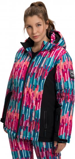 Ulla Popken HYPRAR Graphic Stripe Fully Lined Ski Jacket Teal - Giacche - 