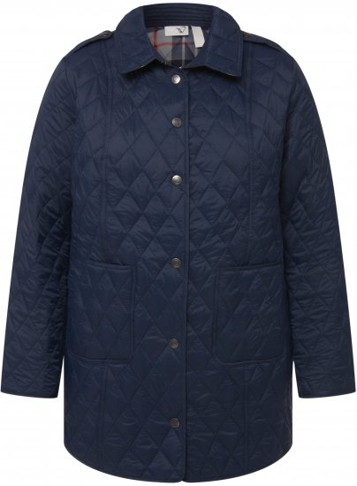 Ulla Popken Quilted Jacket with Plaid Lining Navy - Giacche - 