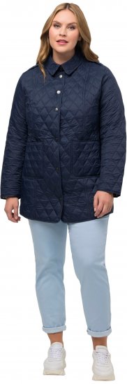 Ulla Popken Quilted Jacket with Plaid Lining Navy - Giacche - 