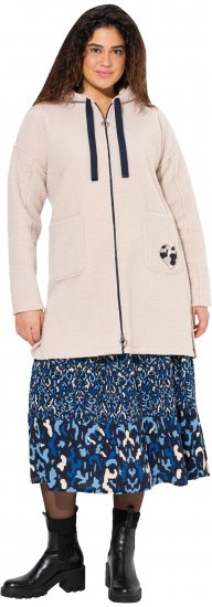 Ulla Popken Oversized Teddy Plush Heart Detail Jacket Pebble Grey - Giacche - 