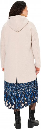 Ulla Popken Oversized Teddy Plush Heart Detail Jacket Pebble Grey - Giacche - 