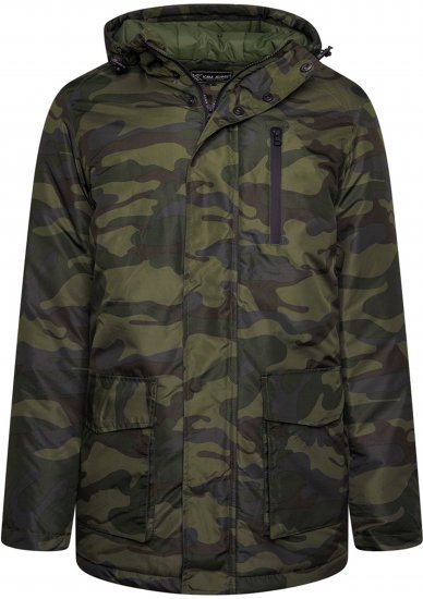 Kam Jeans KV143 Camo Print Hooded Coat Khaki - Giubbotti - Giubbotti Uomo Taglie Forti