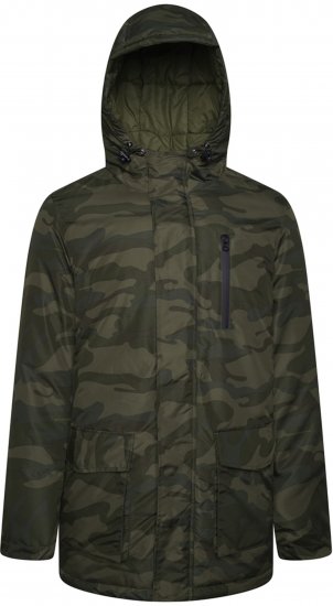 Kam Jeans KV143 Camo Print Hooded Coat Khaki - Giubbotti - Giubbotti Uomo Taglie Forti