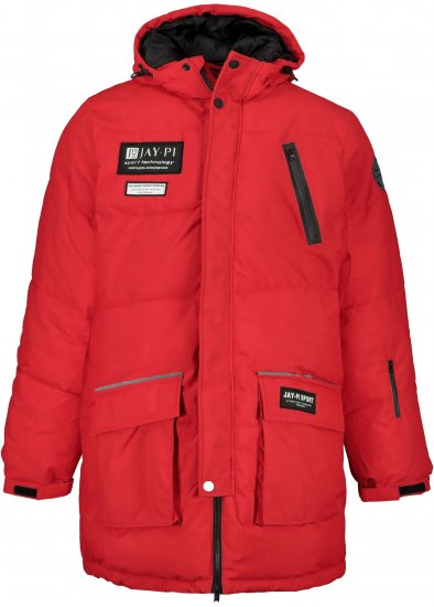 JAY-PI Warm Quilted Parka Dual Function Windproof and Water Repellent Red - Giubbotti - Giubbotti Uomo Taglie Forti