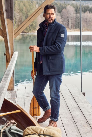 JP1880 Jacket Water-repellent Herringbone Insert Navy - Giubbotti - Giubbotti Uomo Taglie Forti