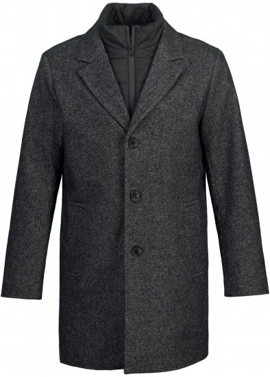 JP1880 Coat Wool Blend Quilted Insert Black - Giubbotti - Giubbotti Uomo Taglie Forti