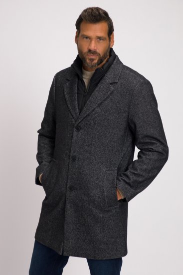 JP1880 Coat Wool Blend Quilted Insert Black - Giubbotti - Giubbotti Uomo Taglie Forti