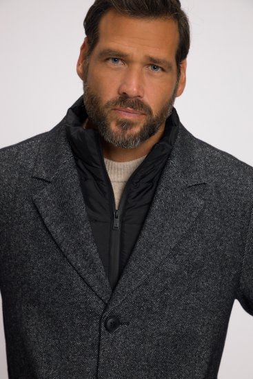 JP1880 Coat Wool Blend Quilted Insert Black - Giubbotti - Giubbotti Uomo Taglie Forti