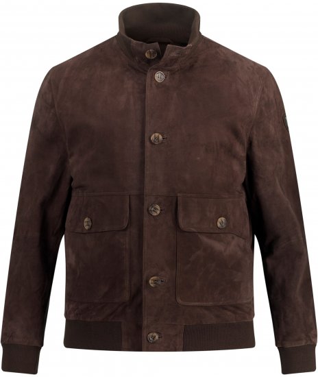 JP1880 Leather Jacket Goat Suede Espresso Brown - Giubbotti - Giubbotti Uomo Taglie Forti