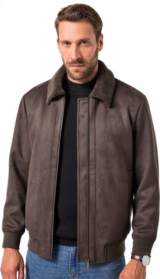 JP1880 Bomber Jacket Faux Leather Dark Brown - Giubbotti - Giubbotti Uomo Taglie Forti
