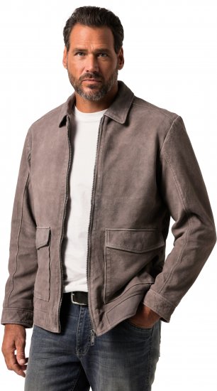 JP1880 Leather Jacket Lamskin Suede Grey - Giubbotti - Giubbotti Uomo Taglie Forti