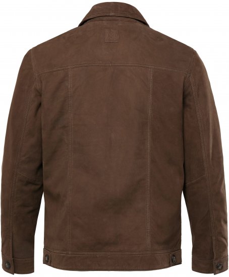 JP1880 Leather Jacket Nubuck Shirt Collar Brown - Giubbotti - Giubbotti Uomo Taglie Forti