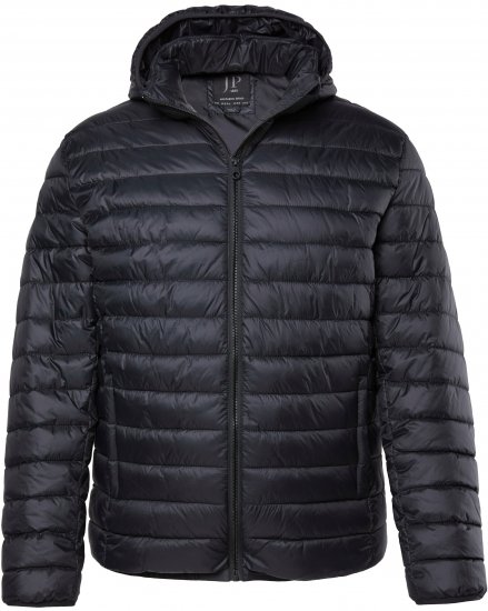JAY-PI Lightly Quilted Jacket with a Hoodie Black - Giubbotti - Giubbotti Uomo Taglie Forti