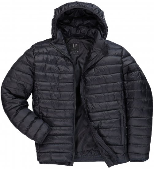 JAY-PI Lightly Quilted Jacket with a Hoodie Black - Giubbotti - Giubbotti Uomo Taglie Forti