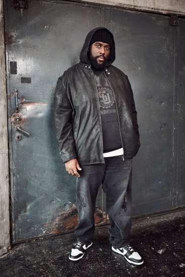 STHUGE Leather Biker Jacket Lamb Nappa Leather Black - Giubbotti - Giubbotti Uomo Taglie Forti