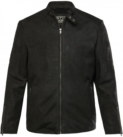 STHUGE Leather Biker Jacket Lamb Nappa Leather Black - Giubbotti - Giubbotti Uomo Taglie Forti