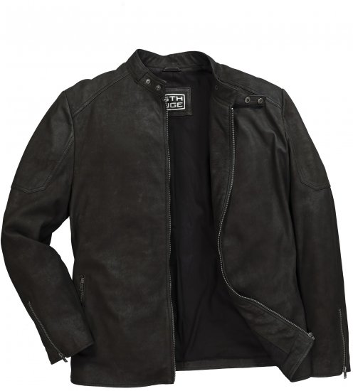 STHUGE Leather Biker Jacket Lamb Nappa Leather Black - Giubbotti - Giubbotti Uomo Taglie Forti