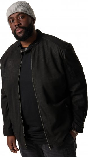 STHUGE Leather Biker Jacket Lamb Nappa Leather Black - Giubbotti - Giubbotti Uomo Taglie Forti