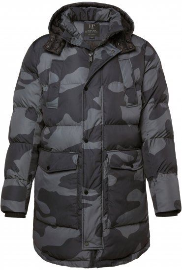 JP1880 Quilted Parka with Camouflage Drawstring Waist Black - Giubbotti - Giubbotti Uomo Taglie Forti