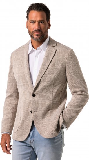 JP1880 Jacket Business Checked Beige - Abiti - Abiti da Uomo Taglie Forti