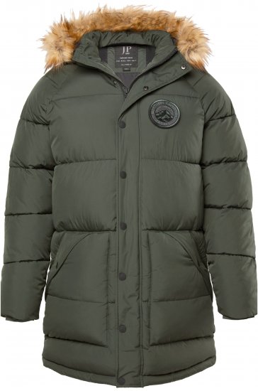 JP1880 Quilted Parka Lightweight and Warm with Faux Fur Hood Dark Green - Giubbotti - Giubbotti Uomo Taglie Forti