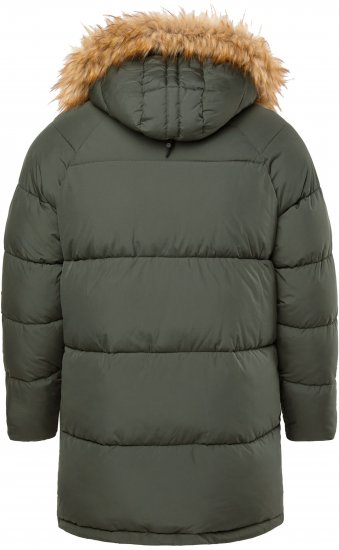 JP1880 Quilted Parka Lightweight and Warm with Faux Fur Hood Dark Green - Giubbotti - Giubbotti Uomo Taglie Forti