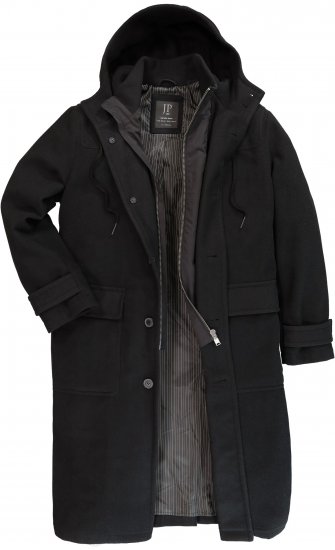 JP1880 Water-repellent Functional Coat with Wool Look Black - Giubbotti - Giubbotti Uomo Taglie Forti