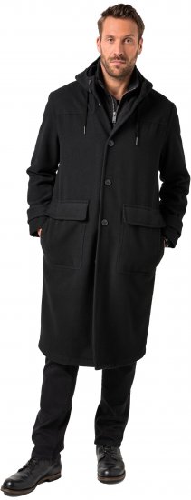 JP1880 Water-repellent Functional Coat with Wool Look Black - Giubbotti - Giubbotti Uomo Taglie Forti