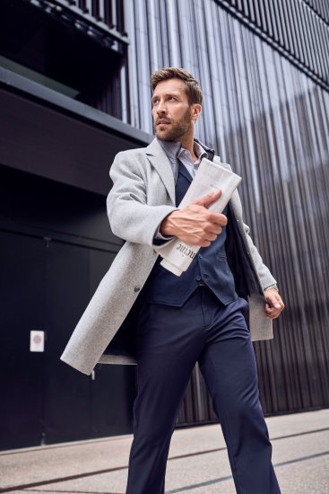JP1880 Wool Blend Coat with Nylon Insert Grey - Giubbotti - Giubbotti Uomo Taglie Forti