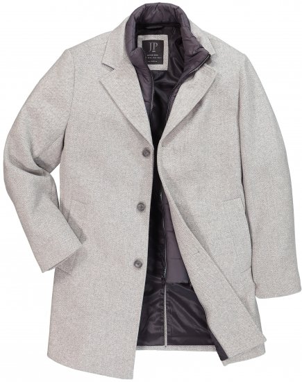 JP1880 Wool Blend Coat with Nylon Insert Grey - Giubbotti - Giubbotti Uomo Taglie Forti