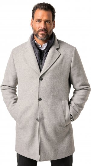 JP1880 Wool Blend Coat with Nylon Insert Grey - Giubbotti - Giubbotti Uomo Taglie Forti