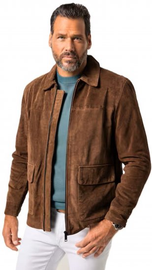 JP1880 Leather Jacket Genuine Cowhide Brown - Giubbotti - Giubbotti Uomo Taglie Forti