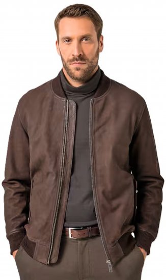 JP1880 Jacket Buffed Nubuck Lamb Leather Brown - Giubbotti - Giubbotti Uomo Taglie Forti