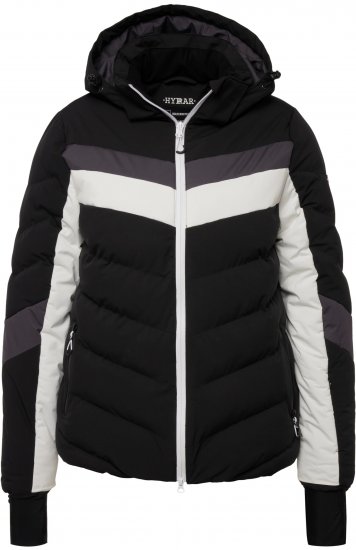 Ulla Popken HYPRAR Chevron Stripe Triple Function Quilted Fully Lined Ski Jacket Black - Giacche - 