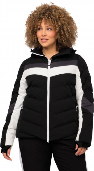 Ulla Popken HYPRAR Chevron Stripe Triple Function Quilted Fully Lined Ski Jacket Black - Giacche - 