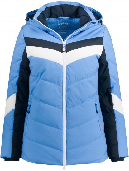 Ulla Popken HYPRAR Chevron Stripe Triple Function Quilted Fully Lined Ski Jacket Pastel Petrol - Giacche - 