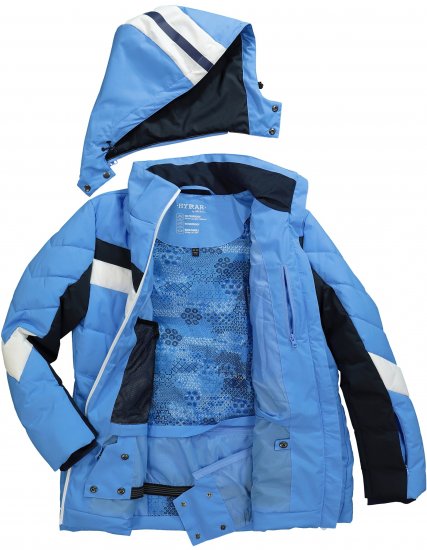Ulla Popken HYPRAR Chevron Stripe Triple Function Quilted Fully Lined Ski Jacket Pastel Petrol - Giacche - 