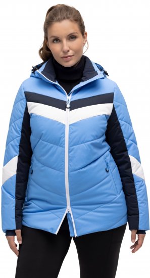 Ulla Popken HYPRAR Chevron Stripe Triple Function Quilted Fully Lined Ski Jacket Pastel Petrol - Giacche - 