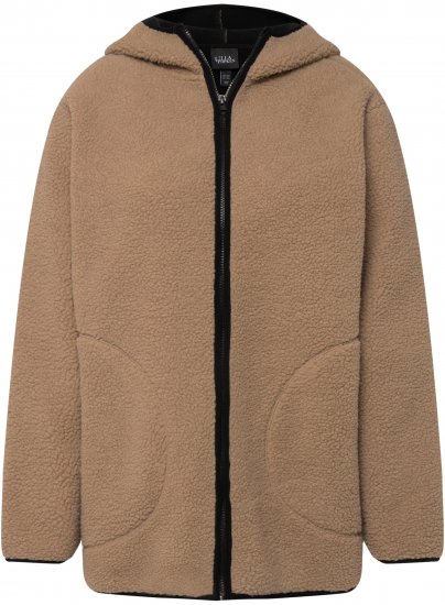 Ulla Popken Long Sleeve Hooded Teddy Jacket Putty - Giacche - 